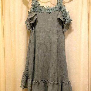 Pretty Angel Blue Ruffled Cold Shoulder Sundress
